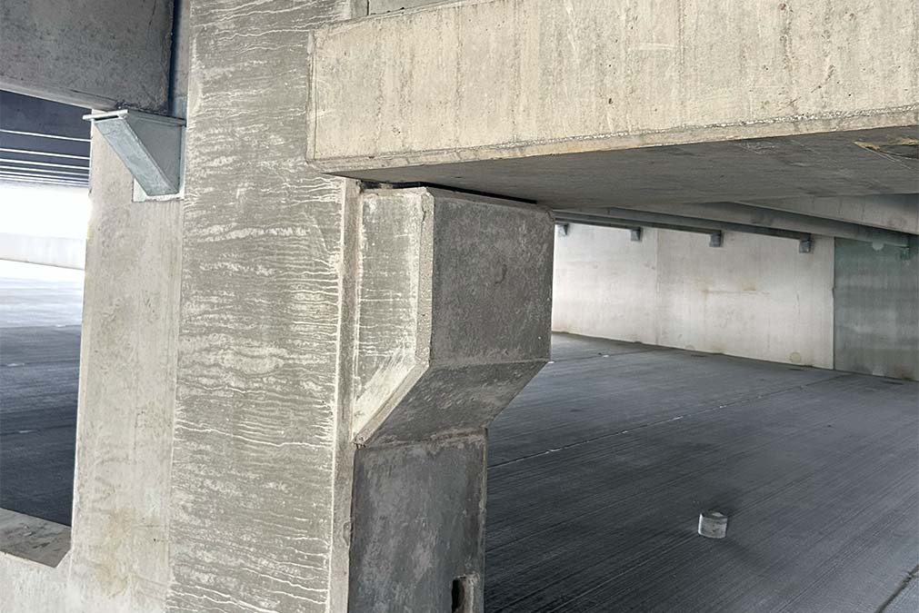 a corner of a concrete structure