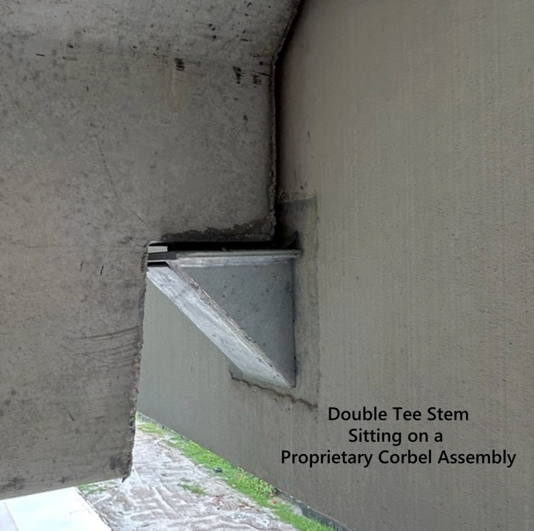 double tee stem supported by proprietary corbel