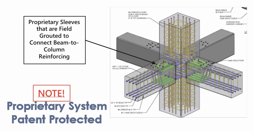 patented beam-to-column wet connection diagram